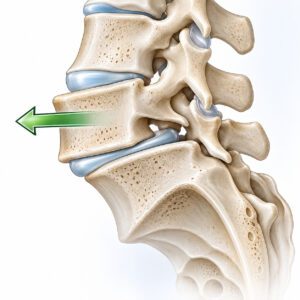 Spondylolisthesis der Lendenwirbelsäule mit ventraler Verschiebung eines Wirbelkörpers