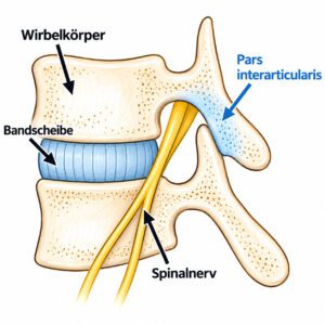 Anatomische Lage der Pars interarticularis an der Lendenwirbelsäule